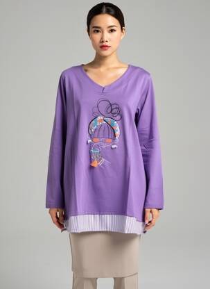 Tricou mâneci lungi mâneci lungi violet NOOS NOOS femeie