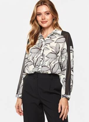 Cămașă imprimeu floral mâneci lungi negru SPG WOMAN femeie