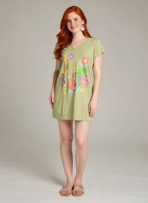 Rochie scurtă mâneci scurte mâneci scurte verde NOOS NOOS femeie
