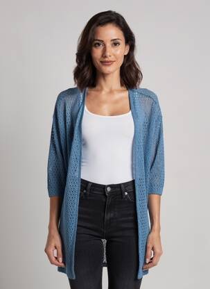 Vestă cu mâneci lungi mâneci 3/4 albastru SPG WOMAN femeie