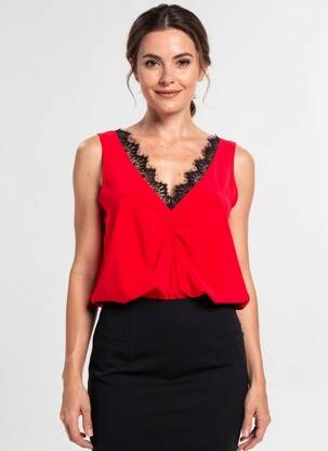 Top elasticitate fără mâneci roșu SPG WOMAN femeie