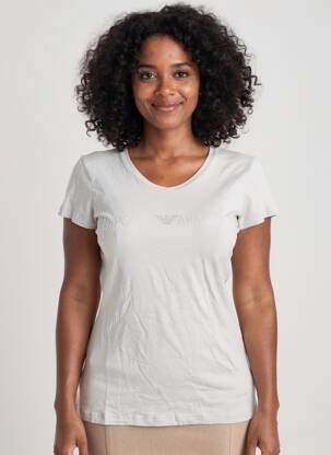 Tricou serigrafie cu strasuri mâneci scurte gri EMPORIO ARMANI femeie