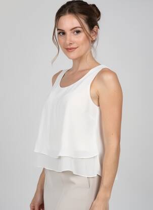 Top țesătură crep fără mâneci alb MOLLY BRACKEN femeie