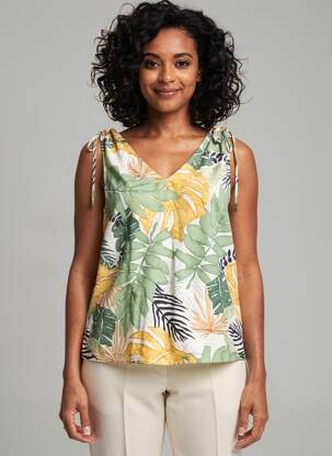 Top țesătură crep fără mâneci verde MOLLY BRACKEN femeie