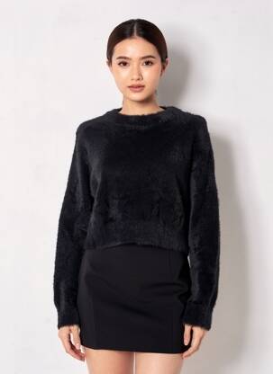 Pulover elasticitate mâneci lungi negru LOIS femeie