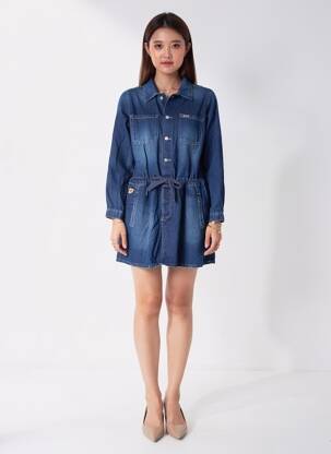 Rochie scurtă mâneci lungi mâneci lungi albastru LOIS femeie