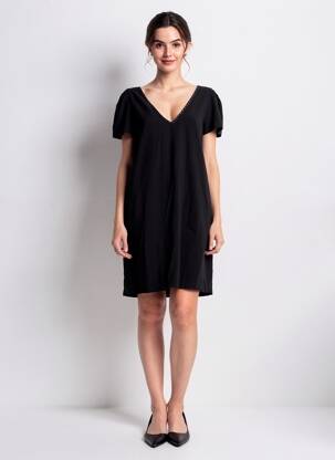 Rochie scurtă mâneci scurte mâneci scurte negru DEELUXE femeie