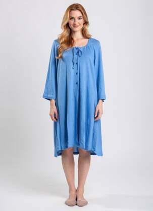 Rochie pulover croială dreaptă mâneci 3/4 albastru MALOKA femeie