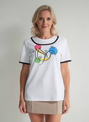 Tricou serigrafie mâneci scurte alb TELMAIL femeie