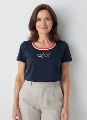Tricou elasticitate mâneci scurte albastru TELMAIL femeie