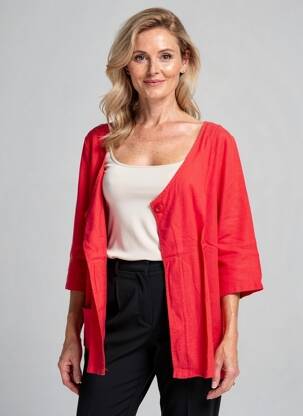 Vestă cu mâneci lungi mâneci 3/4 roșu G!OZE femeie