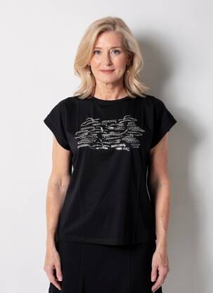 Tricou elasticitate mâneci scurte negru TELMAIL femeie