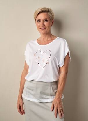 Tricou elasticitate mâneci scurte alb TELMAIL femeie