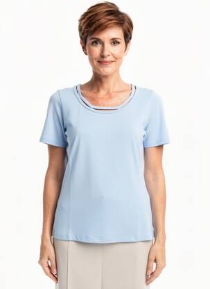 Tricou elasticitate mâneci scurte albastru TELMAIL femeie