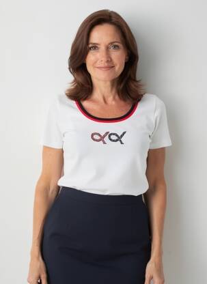 Tricou elasticitate mâneci scurte alb TELMAIL femeie