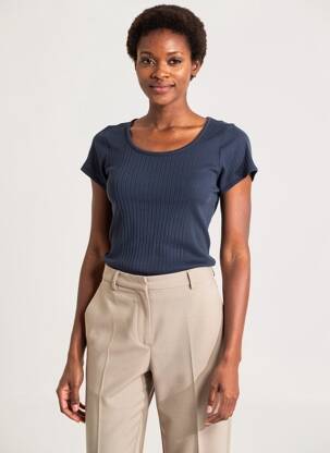 Tricou elasticitate mâneci scurte albastru MALOKA femeie