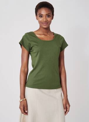 Tricou elasticitate mâneci scurte verde MALOKA femeie