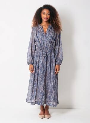 Rochie lungă mâneci lungi mâneci lungi albastru GRACE & MILA femeie