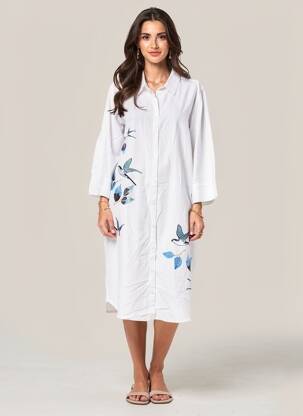 Rochie midi mâneci 3/4 mâneci 3/4 albastru CREAM femeie