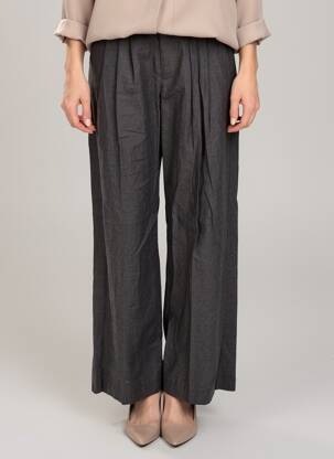 Pantalon larg țesătură crep talie înaltă negru GRACE & MILA femeie