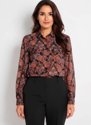 Cămașă imprimeu floral mâneci lungi negru MOLLY BRACKEN femeie
