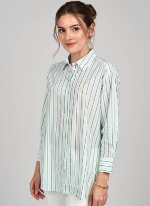Tunică mâneci lungi guler de bluză verde DESIGUAL femeie