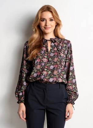 Bluză țesătură poplin mâneci lungi negru MOLLY BRACKEN femeie