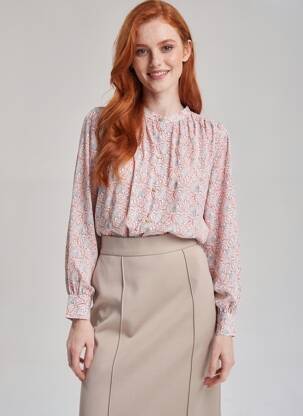 Cămașă imprimeu floral mâneci lungi roz ARTLOVE femeie