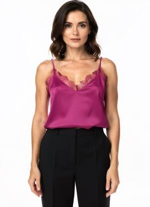 Top țesătură crep bretele subțiri violet MOLLY BRACKEN femeie