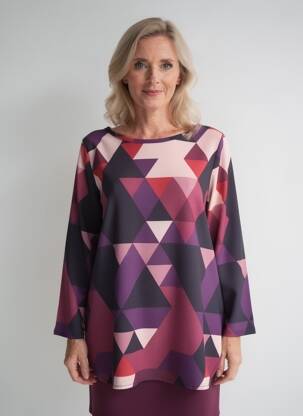 Tunică mâneci lungi țesătură crep violet ATLANTA femeie
