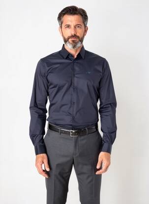 Cămașă cu mâneci lungi croială cambrată albastru ARMANI bărbat