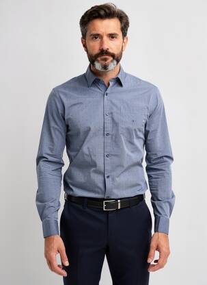 Cămașă cu mâneci lungi croială cambrată albastru CALVIN KLEIN bărbat