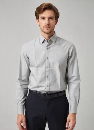 Cămașă cu mâneci lungi croială cambrată gri CALVIN KLEIN bărbat