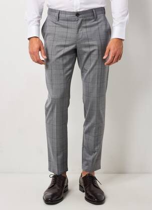Pantalon chino imprimeu imprimeu prinț de wales mărime normală gri SELECTED bărbat