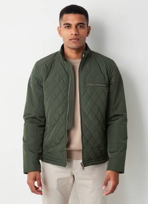 Geacă matlasată mâneci lungi fără glugă verde SOLID bărbat