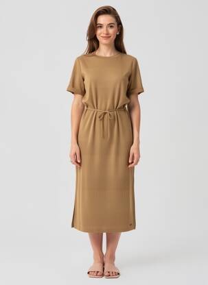 Rochie midi mâneci scurte mâneci scurte maro TEDDY SMITH femeie