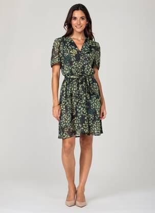 Rochie midi imprimeu fantezie mâneci scurte verde TEDDY SMITH femeie
