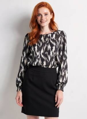 Bluză țesătură poplin mâneci lungi negru ONLY femeie