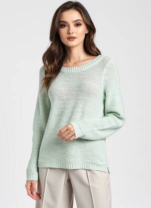 Pulover plasă decupată mâneci lungi verde ONLY femeie