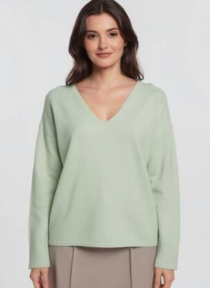 Pulover croială dreaptă mâneci lungi verde ONLY femeie