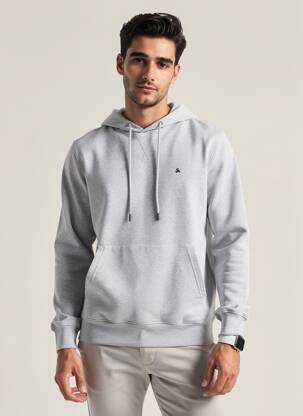 Hanorac cu glugă țesătură jersey mâneci lungi gri JACK & JONES bărbat