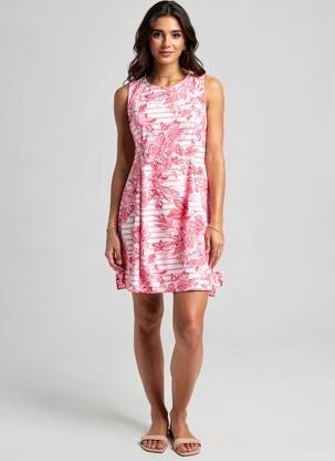 Rochie scurtă imprimeu floral fără mâneci roz SAINT JAMES femeie