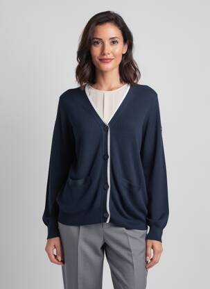 Vestă cu mâneci lungi strânsă pe partea de jos albastru SAINT JAMES femeie