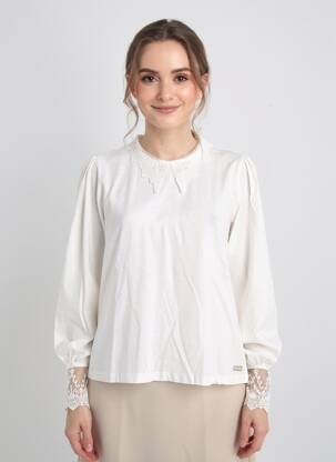 Top elasticitate mâneci lungi bej SAINT JAMES femeie