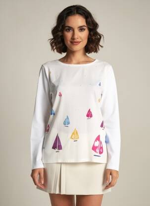 Tricou mâneci lungi mâneci lungi alb SAINT JAMES femeie