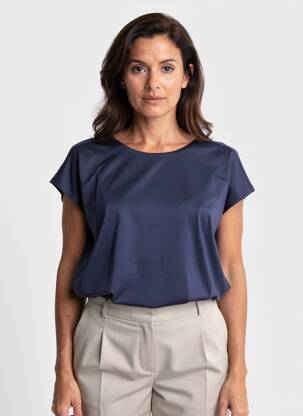 Tricou guler rotund mâneci scurte albastru SAINT JAMES femeie