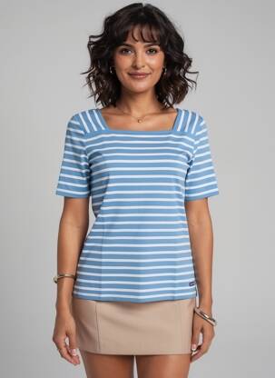 Tricou elasticitate mâneci scurte albastru SAINT JAMES femeie