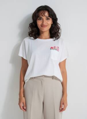 Tricou croială dreaptă mâneci scurte alb SAINT JAMES femeie