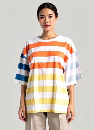 Tricou croială dreaptă mâneci scurte portocalie SAINT JAMES femeie