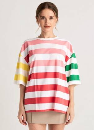Tricou croială dreaptă mâneci scurte roz SAINT JAMES femeie